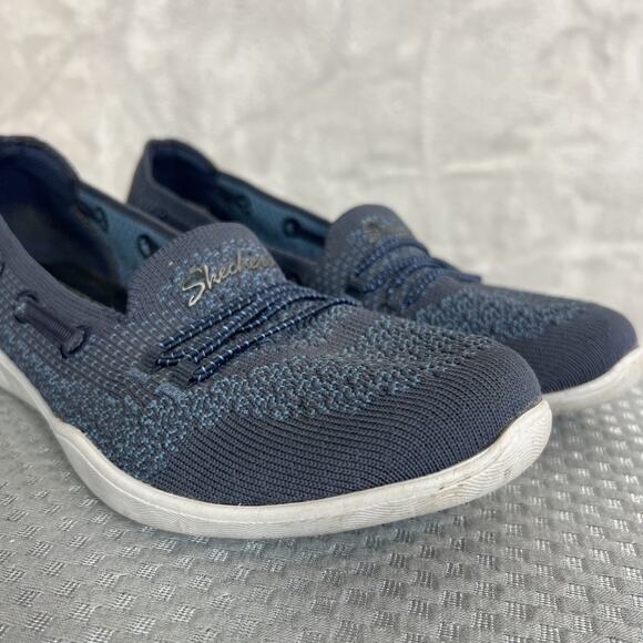Skechers Newbury St Slip On Shoes Womens 8 Blue Knit Air Cooled Comfort Casual - Picture 2 of 12